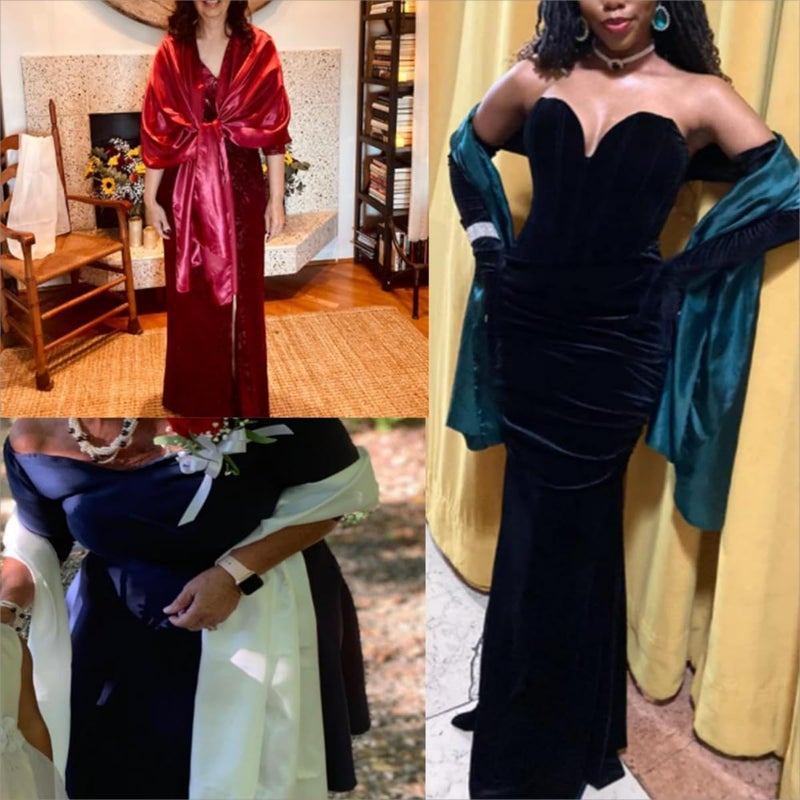 MLMW Burgundy Shawl Wraps for Women Wedding Evening Dresses Satin Formal Shawl Wraps Dressy Extra Long for Christmas Bridesmaid Baby Shower Bridal Shower Party Anniversary - Image 5